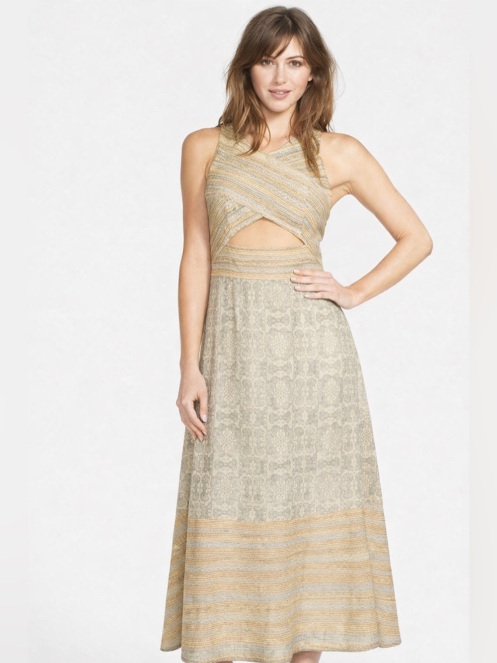 Free People Tribal Tale Cut Out Midi Dress